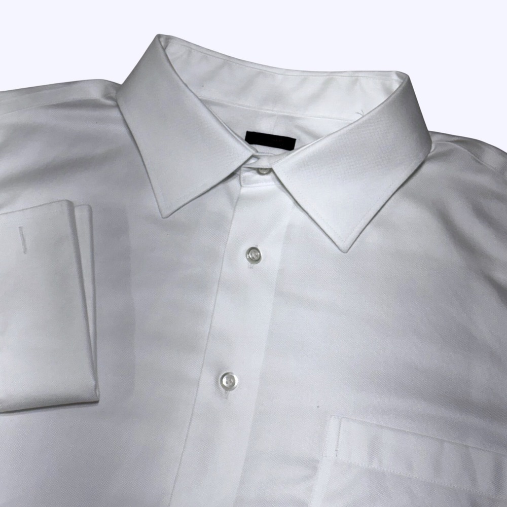 Jos A Bank Reserve Dress Shirt Men 17.5 35 White Tailored Fit French Cuff Cotton